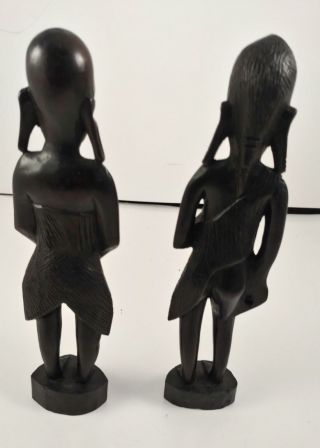 2 HAND - CARVED AFRICAN EBONY WOOD FEMALE SCULPTURES 3
