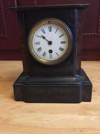 9 1/2” Talk Antique French Marble And Black Slate Mantel Clock - Spares / Repair