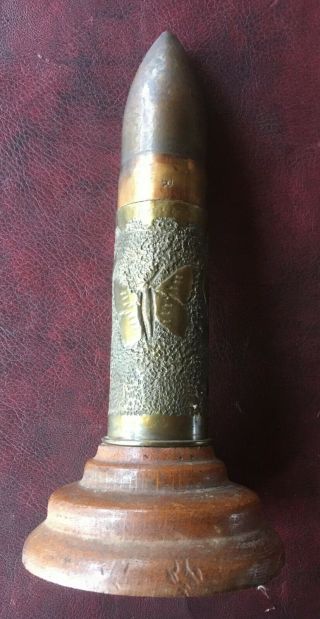 Trench Art Ww1 37mm Artillery Shell With Bullet