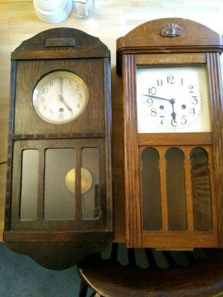 2 X Antique Wall Clock Need Restoration
