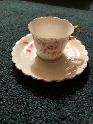 What A Mini Tea Cup And Saucer With Scallopped Gold Trim And Flowers 3
