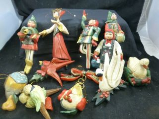 Vintage House Of Hatten,  1989 D.  Callathe 12 Days Of Christmas Ornaments Good