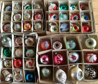 48 Vintage Hand Paint Indent Mercury Glass Christmas Ornaments