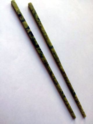 Two Pairs Of Vintage Chinese Carved Green Jade Chopsticks In Gift Boxes