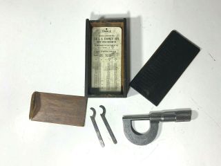 VINTAGE STARRETT 0 - 1” MICROMETER – MODEL 203 - C with Box,  Paperwork,  Tools 2