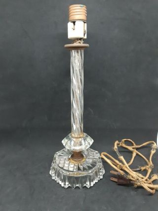 Vintage Small Clear Glass Boudoir Table Lamp Base Parts