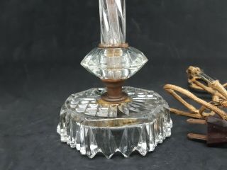 Vintage Small Clear Glass Boudoir Table Lamp Base Parts 2
