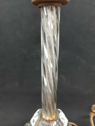 Vintage Small Clear Glass Boudoir Table Lamp Base Parts 3