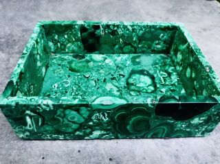 Large Malachite Box From The Democratic Republic Of Congo 6x4.  25x 1.  75 W/out Lid