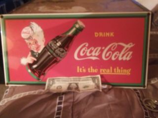 Vintage Coca Cola (coke) Porcelain & Metal Advertising Sign