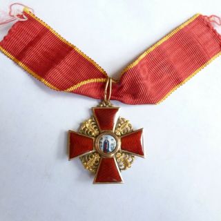 Imperial Russian Order Of St.  Anna,  14k 56 Solid Gold Medal Badge 3rd