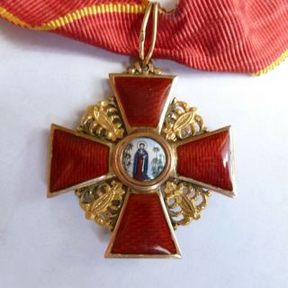 Imperial Russian Order of St.  Anna,  14k 56 solid gold Medal Badge 3rd 2