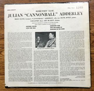 Cannonball Adderley - Somethin ' Else Blue Note LP 1595 47W Ear/P RVG 2