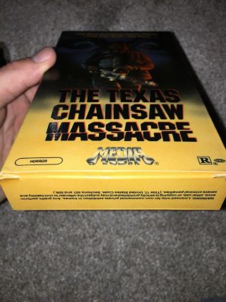 The Texas Chainsaw Massacre MEDIA Release VHS Tape Vintage 1984 Full Flap Silver 3