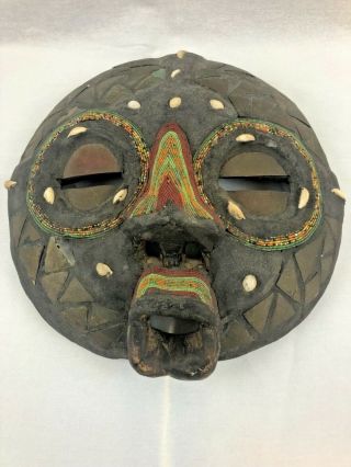 Authentic Vintage African Tribal Mask Hand Carved Wood Wall Decor