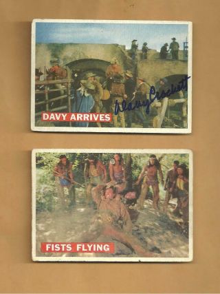 2 - Fess Parker " Davy Crockett " Autographed 1956 Topps Cards 31 & 50 Very Rare