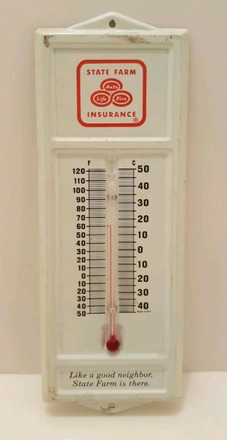 Vintage Advertising State Farm Insurance Tin Metal Thermometer