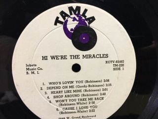 THE MIRACLES - Hi We’re The Miracles - 1961 - Tamla Label - Mono 3