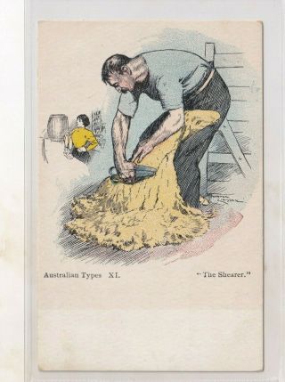 Vintage Postcard Artist Norman Lindsay Bulletin Series 5 " The Shearer " 1900s