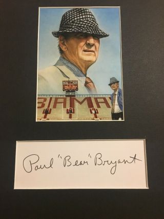 Paul “bear” Bryant Signed Card Legendary Alabama Coach
