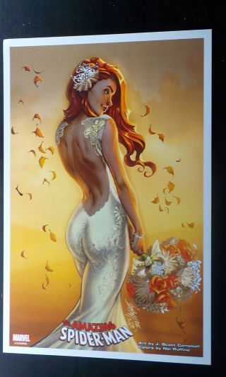 J Scott Campbell Sdcc 11x17 Art Print Mary Jane Wedding Limited Edition