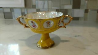 Vintage Royal Sealy China Japan Cup Porcelain Compote Portraits Yellow Pedestal