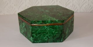 Green Malachite Octagonal Box & Lid Bronze Edged