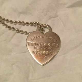 Vintage " Return To Tiffany & Co " Heart Necklace,  34 ",  S925,  Pouch & Box