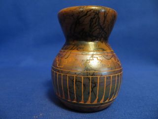 Authentic Navajo Horse Hair Fired Hand Etched Brown Night Pottery Vase Willie