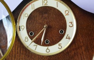 Vintage Enfield Oak Case Mantel Clock WESTMINSTER CHIMES 3