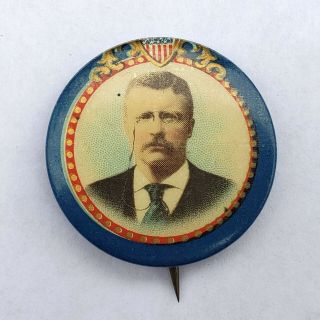 Vintage 1904 Teddy Theodore Roosevelt Campaign Pinback Button Political Badge 2