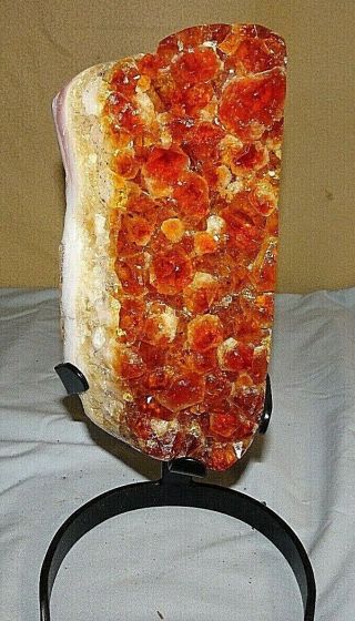Large Citrine Crystal Cluster Cathedral Geode Brazil W /steel Stand Polished