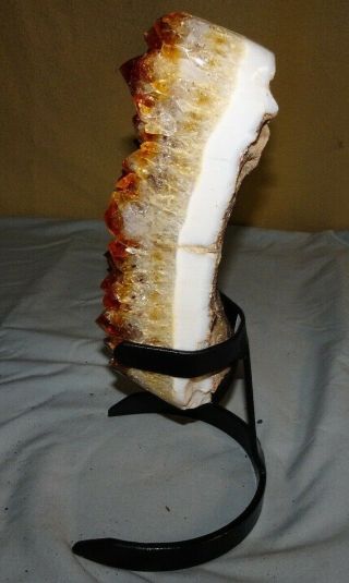LARGE CITRINE CRYSTAL CLUSTER CATHEDRAL GEODE BRAZIL W /STEEL STAND POLISHED 2