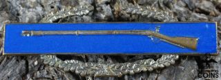 Wwii Sterling Silver (. 925) Blue Enameled Rifle Military Medal Pin