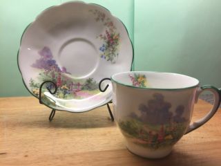 Vintage Tea Cup And Saucer - Fine Bone China Made In England - Meadowside”