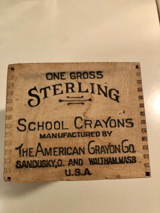 Antique Vintage Sterling American Crayon Company Wood Box