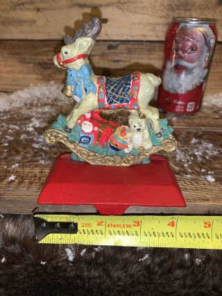 Vintage Christmas Stocking Holder Reindeer Solid Cast Iron Christmas