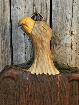 AAFA Antique Vtg Primitive Hand Carved Folk Art American Eagle Fireplace Bellows 2