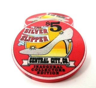 (4) $5 Silver Slipper Casino Chips - Central City Co - Inaugural Edition Bzz002