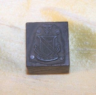 Vintage Kappa Sigma Fraternity Letterpress Block Stamp W/ Crest Image Old