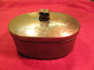 A Vintage/antique Hand Made European Copper Box With Crossed Arrows Crest