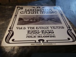 Louisiana Cajun Music,  Vol.  5 The Early Years 1928 - 1938 Lp