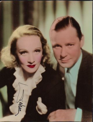 Marlene Dietrich Hand Colored Vintage Signed 11x14 Photograph Autograph