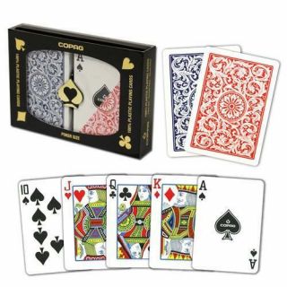 Copag Red Blue Poker Size Regular Index Plastic Playing Cards Cut Card