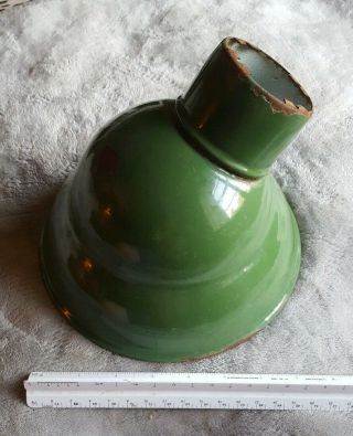 Vintage Industrial Green Porcelain Enamel Gas Station Barn Cone Light Shade 8 "