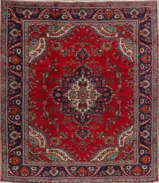 Vintage Geometric Oriental Area Rug Hand - Knotted Wool 10x12 Living Room Carpet