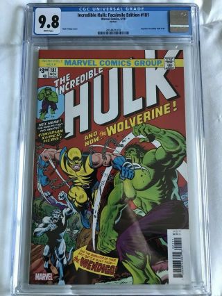 The Incredible Hulk 181 Cgc 9.  8 Facsimile Edition 1st Appearance Of Wolverine