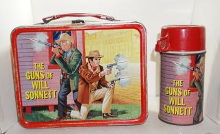 1968 Vintage The Guns Of Will Sonnett Metal Lunch Box &thermos By King Seeley