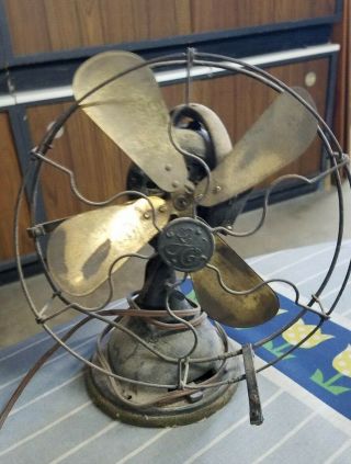 Vintage Antique Ge General Electric Brass Blade Fan 3 Speed Oscillating