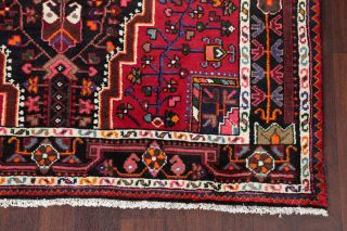 Vintage Geometric Tribal Red/black Hamedan Area Rug Hand - Knotted 5 